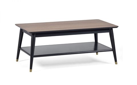 FIN003 Coffee Table With Shelf - Walnut & Black