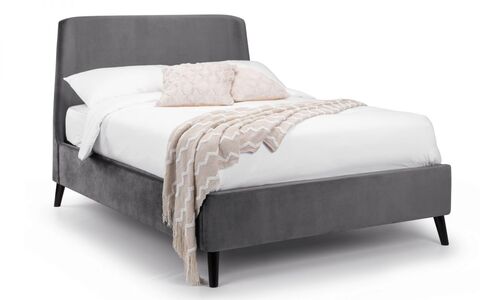 Curved Velvet Bed - Grey