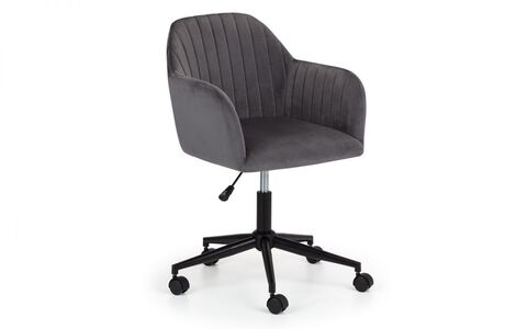 KAH002 Velvet Swivel Office Chair- Grey/Black