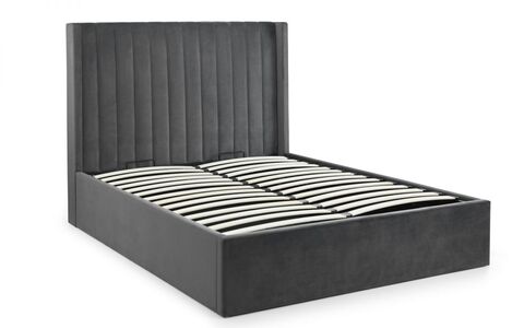 Scalloped Headboard Storage Bed - Grey