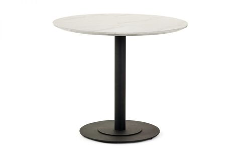 LUC301 Round White Marble Effect Dining Table 80Cm