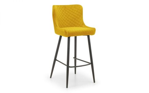 LUX203 Velvet Bar Stool - Mustard