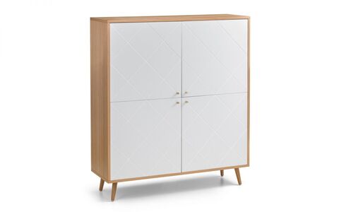MOR001 4 Door Cabinet - Oak & White