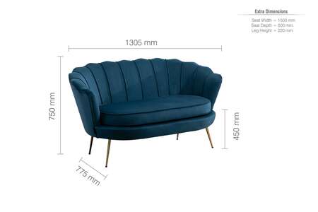ARI2SBLU 2 Seater Sofa Blue