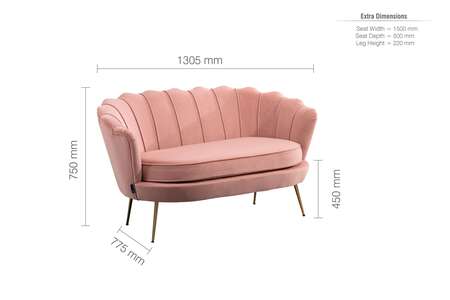 2 Seater Sofa Coral