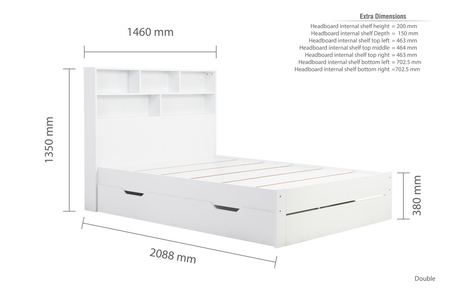 ALFSB46WHT Double Storage Bed White