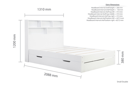 ALFSB4WHT Small Double Storage Bed White