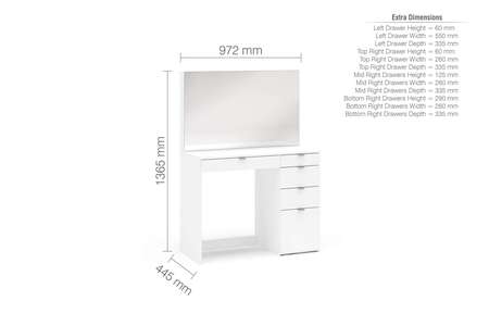 VA5DTMWHT 5 Drawer Dressing White