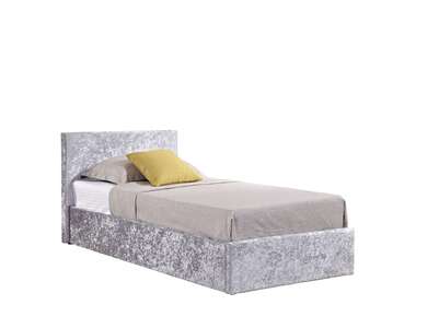 BEOT3STEV2 Single Ottoman Bed Steel Crushed Velvet