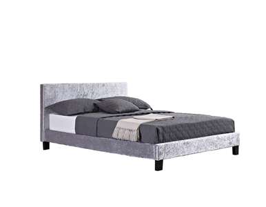 BERB5STEV2 King Bed Steel Crushed Velvet