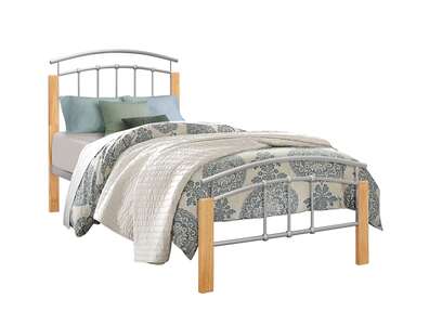 TETB3S Single Bed Beech & Silver