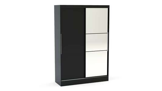 LYN2SRMBLK 2 Door Sliding Wardrobe With Mirror Black