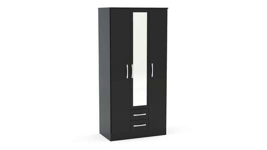 LYN3DCBLK 3 Door 2 Drawer Wardrobe With Mirror Black