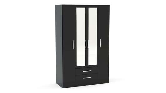 LYN4DCBLK 4 Door 2 Drawer Wardrobe With Mirror Black