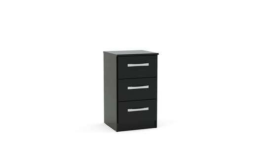 LYNBSBLK 3 Drawer Bedside Black
