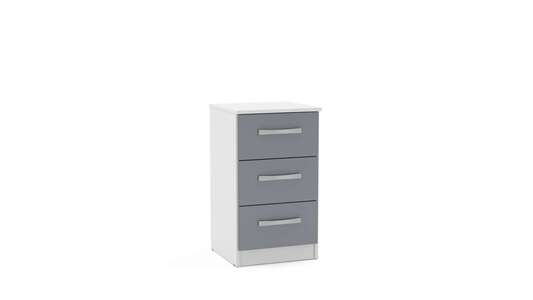 LYNBSWTG 3 Drawer Bedside White & Grey