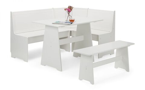 NEW201 Corner Dining Set With Storage Bench - Surf White