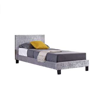 BERB3STEV3 Single Bed Steel Crushed Velvet