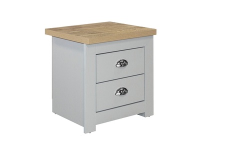 HIG2BGOK 2 Drawer Bedside Grey & Oak