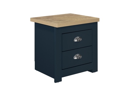 HIG2BNOK 2 Drawer Bedside Navy Blue & Oak