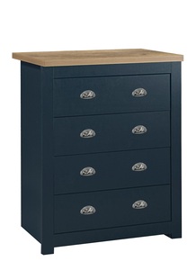 HIG4CHNOK 4 Drawer Chest Navy Blue & Oak
