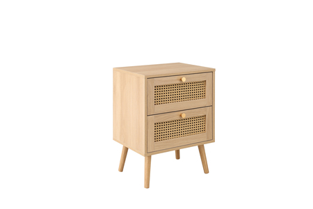 CROR2BSOAK 2 Drawer Rattan Bedside Oak
