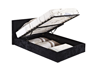 BEOT46BCVV2 Double Ottoman Bed Black Crushed Velvet