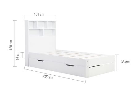 ALFSB3WHT Single Storage Bed - White