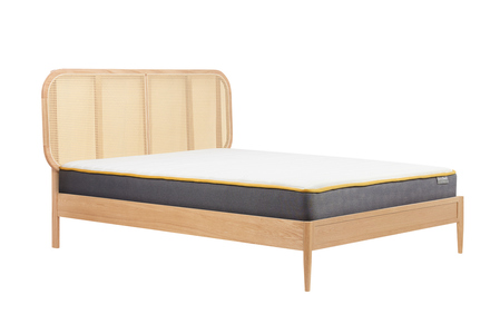 ELINB46OAK Double Rattan Bed