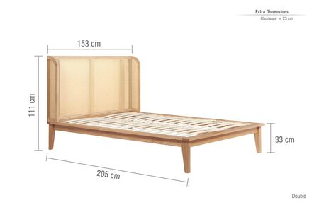 ASTRB46OAK Double Rattan Bed