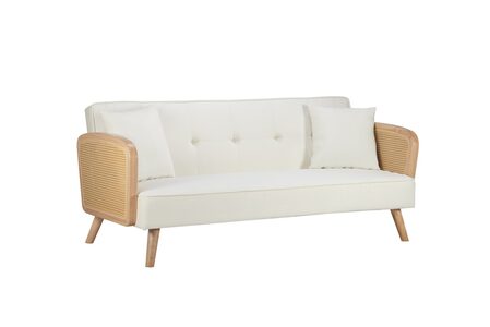 MILSBWHT Sofa Bed - Rattan & White