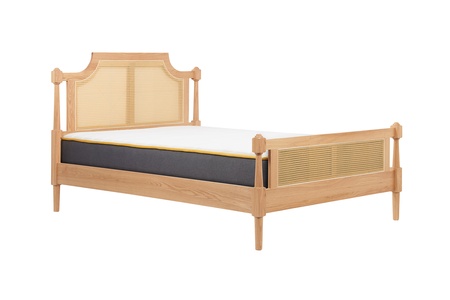 GENEB46OAK Double Rattan Bed
