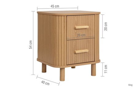 AXE2BOAK 2 Drawer Bedside