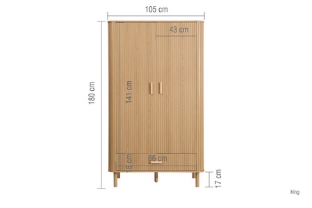 AXEWD21OAK 2 Door 1 Drawer Wardrobe
