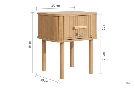 AXE1BOAK 1 Drawer Bedside