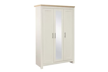 HIG3WMCRO 3 Door Wardrobe With Mirror Cream & Oak