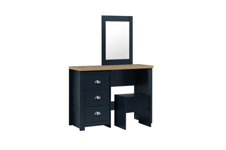 HIGDTNOK Dressing Table With Stool Navy Blue & Oak