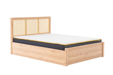 CROOT5OAK Ottoman King Rattan Bed oak