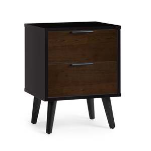 ALB011 2 Drawer Bedside - Soft Close - Walnut/Black