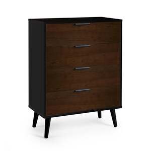 ALB012 4 Drawer Chest - Soft Close - Walnut/Black