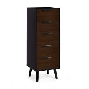ALB013 5 Drawer Chest - Soft Close - Walnut/Black