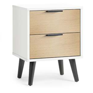 ALB021 2 Drawer Bedside - Soft Close - White/Oak