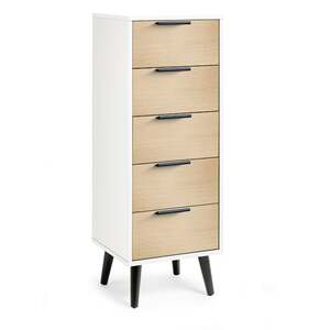 ALB023 5 Drawer Chest - Soft Close - White/Oak