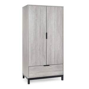 BAL106 2 Door 1 Drawer Wardrobe- Grey Oak