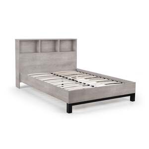 BAL109 Bookcase Headboard Bed 150Cm - Grey Oak