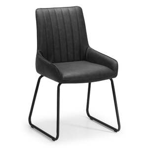 SOH102 Dining Chair - Antique Black Faux Leather & Thin Frame