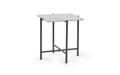 SIE002 White Marbled Sintered Stone Square Lamp Table