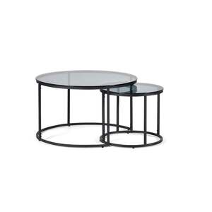 CHI017 Round Nesting Coffee Tables Smoked Glass