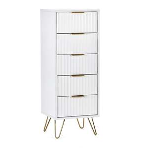 MUR003 5 Drawer Tallboy - Matt White