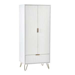 MUR006 2 Door 1 Drawer Wardrobe - Matt White